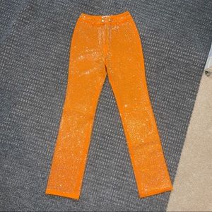 I.AM.GIA Orange crystal rhinestone pants